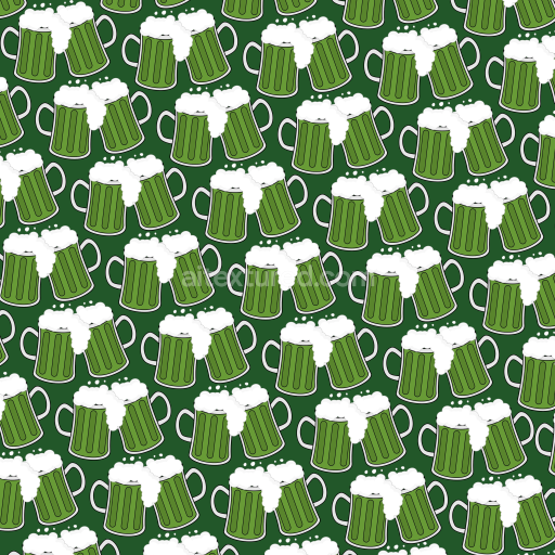 Seamless 3D PBR Texture with Green Beer Mugs and Frothy Foam Pattern