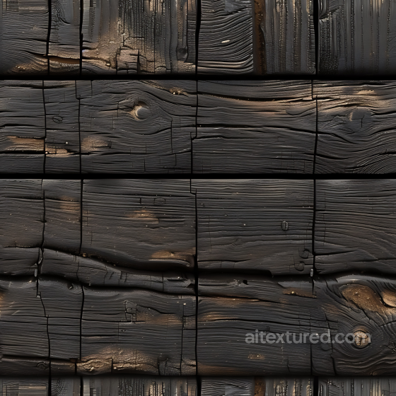 Charred Wood Planks PBR Texture with Distressed Grain and Weathered Finish Wood texture preview