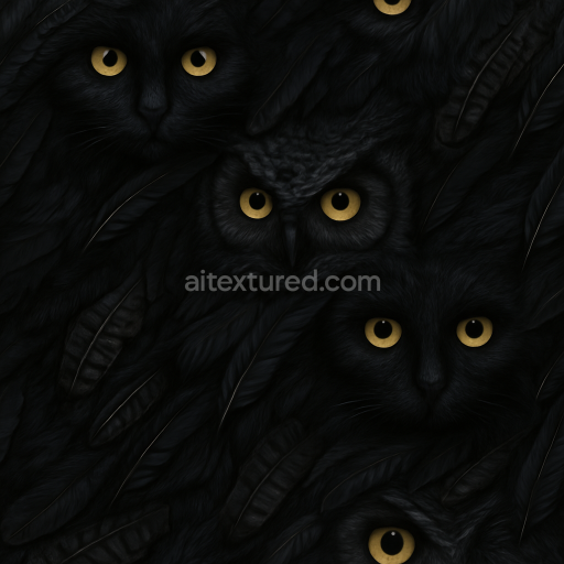 Seamless 3d texture pbr 8k black cat fur with moonlight silver highlights