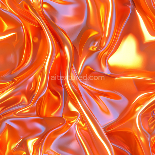 Seamless 3D PBR Texture of Vibrant Orange Glossy Fabric with Smooth Folds