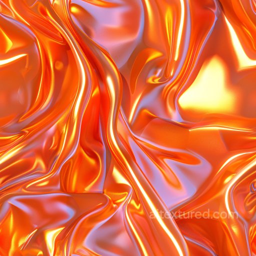 Seamless 3D PBR Texture of Vibrant Orange Glossy Fabric with Smooth Folds texture preview