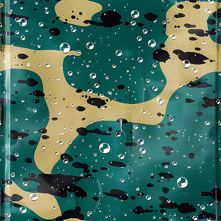 Jungle Camouflage with Glossy Raindrop Effect seamless PBR texture preview