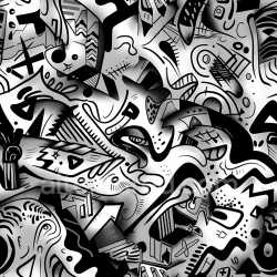 seamless Seamless 3D PBR Texture of Abstract Black & White Graffiti Art texture 8k free download PBR