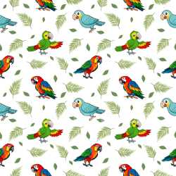 Pattern Bundle - Seamless 3D Pattern PBR Texture Featuring Colorful Parrots with Tropical Leaf Motifs texture preview