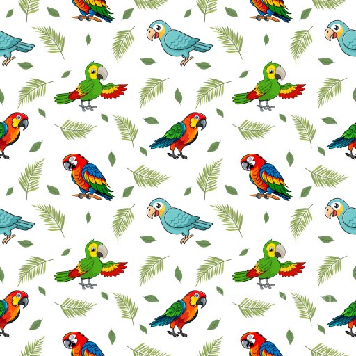 Pattern PBR Texture Featuring Colorful Parrots with Tropical Leaf Motifs seamless Pattern Bundle PBR texture
