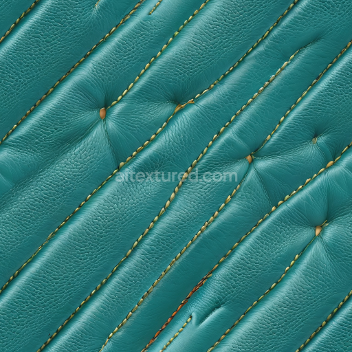 Seamless 3D teal quilted leather PBR texture with detailed stitches and padded folds