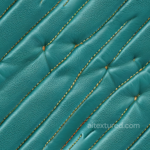 teal quilted leather PBR texture with detailed stitches and padded folds seamless Leather PBR texture
