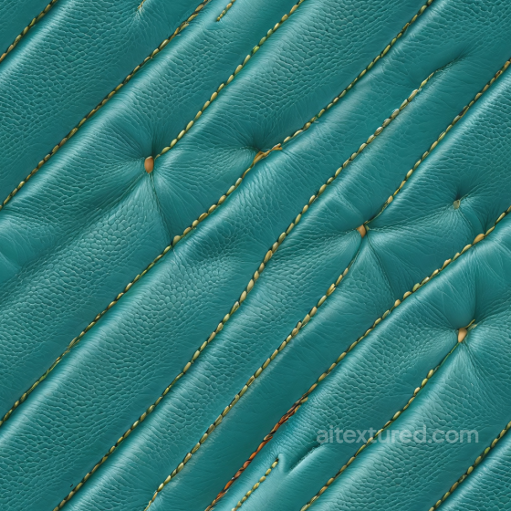 teal quilted leather PBR texture with detailed stitches and padded folds Leather texture preview