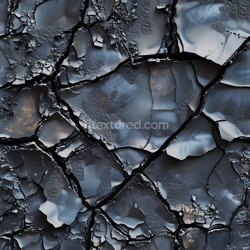 Seamless 3D PBR Texture of Cracked Charred and Weathered Surface with Deep Fissures
