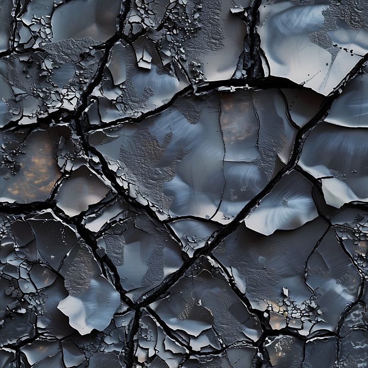 Cracked & Holes of Cracked Charred and Weathered Surface with Deep Fiss… seamless PBR texture preview