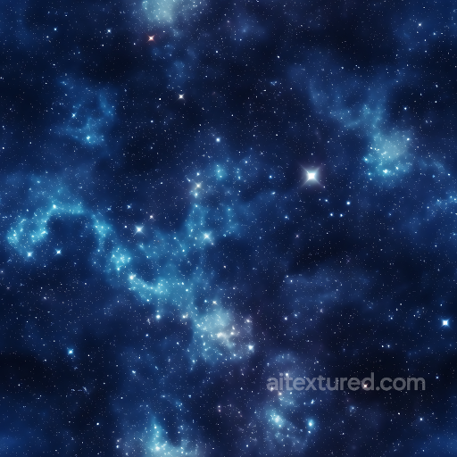 Space PBR Texture Featuring Glowing Blue Nebula and Starfield seamless Star, space, planets PBR texture