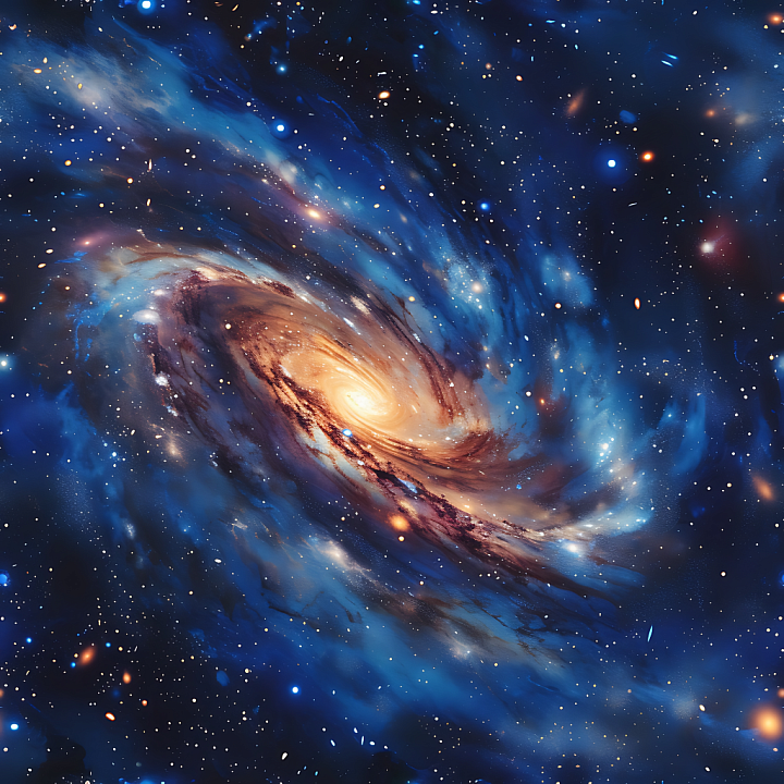 Spiral Galaxy Featuring Cosmic Clouds and Starfield seamless PBR texture preview