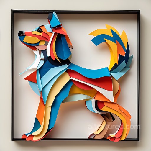 Animal - Seamless 3D PBR Texture of Stylized Origami Bolognese Dog with Multicolor Geometric Layers texture preview