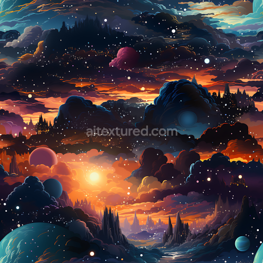 Seamless 3D PBR Space Texture Featuring Cosmic Nebula Clouds & Starfield