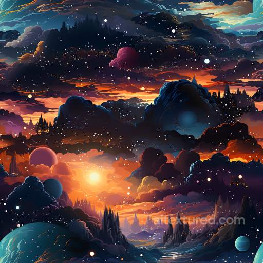 Space Texture Featuring Cosmic Nebula Clouds & Starfield seamless Star, space, planets PBR texture