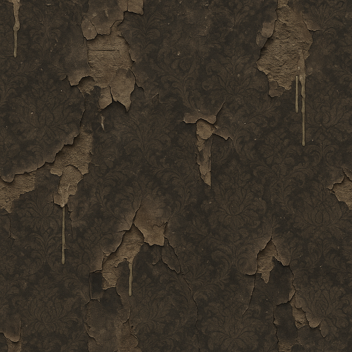Creepy Wallpaper With Peeling Paint Halloween seamless PBR texture preview