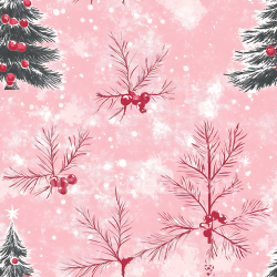 seamless Seamless 3D PBR Pink Christmas Digital Paper Texture with Pine and Berries texture 8k free download PBR
