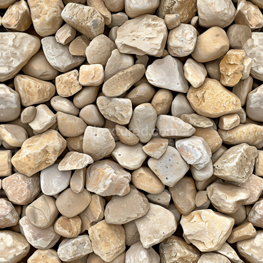 Preview — Seamless 3D PBR Texture of Rounded River Stones in Natural Beige and Tan Tones