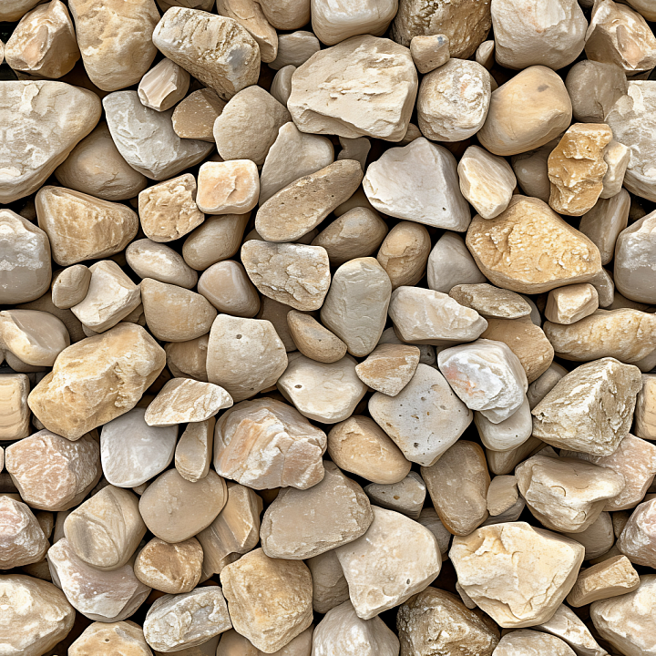 Stone of Rounded River Stones in Natural Beige and Tan Tones seamless PBR texture preview