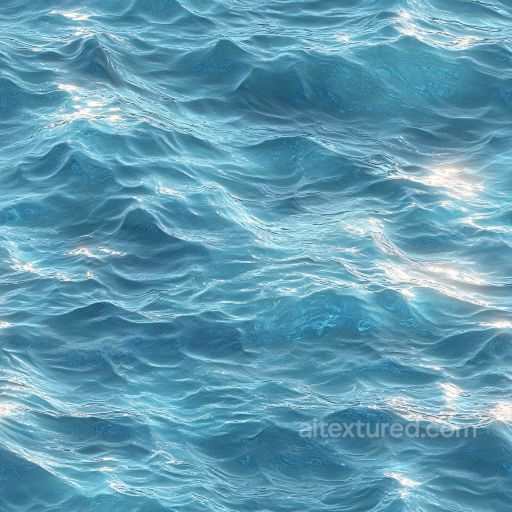Water PBR Texture Featuring Realistic Ocean Surface with Dynamic Waves and Shimmering Hig… seamless Water PBR texture