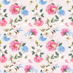 seamless Seamless 3D PBR Soft Floral Fabric Texture Featuring Pink, Blue, and White Flowers texture 8k free download PBR