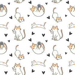 Pattern Bundle - Seamless 3D Pattern PBR Texture with Playful Cat Illustrations and Hearts texture preview