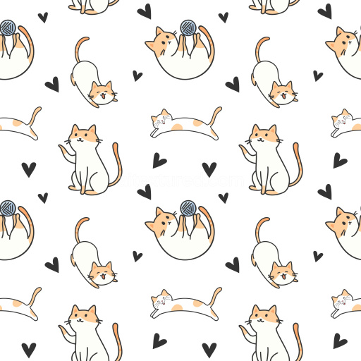 Pattern Bundle - Seamless 3D Pattern PBR Texture with Playful Cat Illustrations and Hearts texture preview