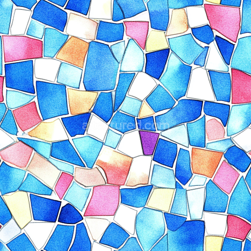 Seamless 3D Mosaic PBR Texture with Irregular Colorful Ceramic Tiles texture preview