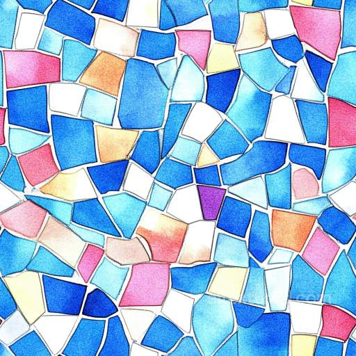 Mosaic PBR Texture with Irregular Colorful Ceramic Tiles seamless Mosaic PBR texture