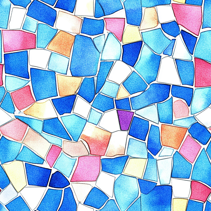 Mosaic with Irregular Colorful Ceramic Tiles seamless PBR texture preview