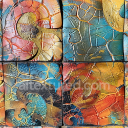 seamless Seamless 3D PBR Texture of Cracked Multicolor Painted Leather with Detailed Grain and Wear texture 8k free download PBR