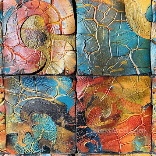 Cracked Multicolor Painted Leather Seamless Texture with Detailed Grain and Wear seamless Leather PBR texture