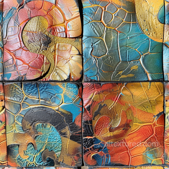 Cracked Multicolor Painted Leather Seamless Texture with Detailed Grain and Wear Leather texture preview