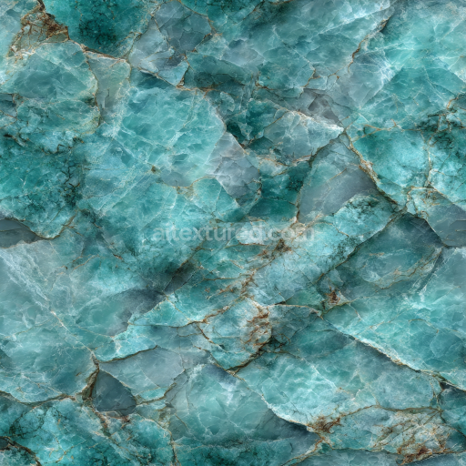 Seamless 3D Turquoise Marble Stone PBR Texture with Cracks and Natural Veins