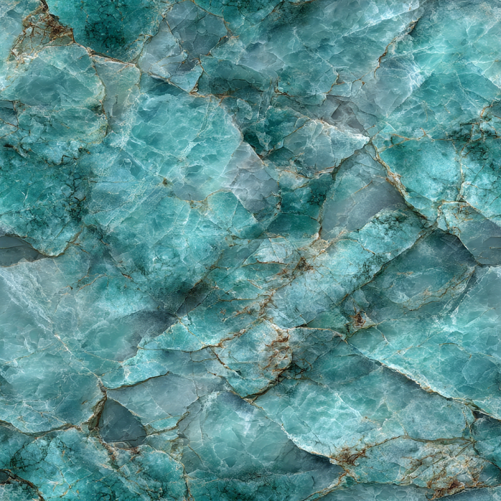 Turquoise Marble Stone with Cracks and Natural Veins seamless PBR texture preview