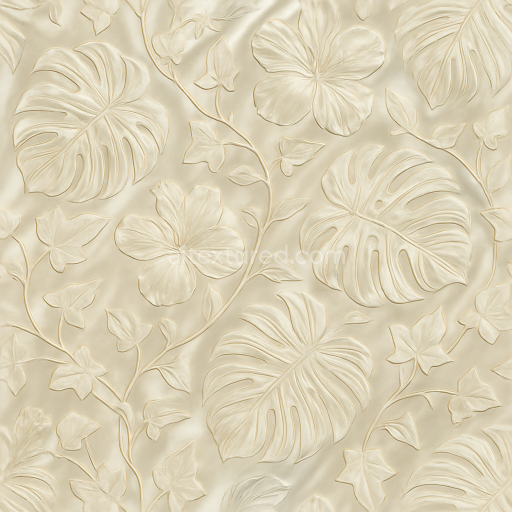Seamless 3d texture pbr 8k tropical ivy leaves wallpaper with embossed silk and glossy satin finish