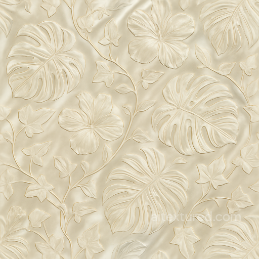 Tropical Ivy Leaves Wallpaper With Embossed Silk And Glossy Satin Finish seamless Wallpaper PBR texture
