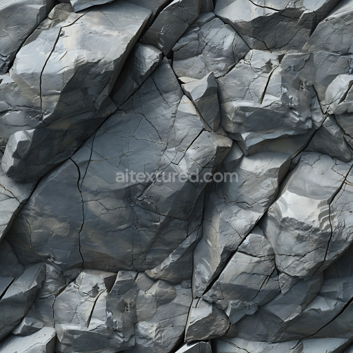 Seamless 3D Slate Rock Cliff Wall PBR Texture with Cracks and Layered Structure