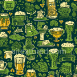 seamless Seamless 3D PBR Texture Featuring Irish Beer Mugs and Shamrocks in Digital Paper Style texture 8k free download PBR