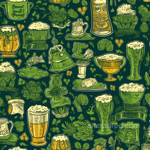Featuring Irish Beer Mugs and Shamrocks in Digital Paper Style seamless St patrick digital paper bundle PBR texture
