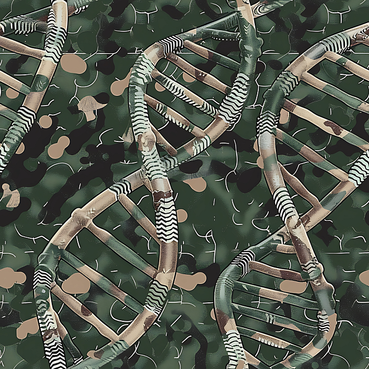 Tactical DNA Camouflage with Organic Woodland Background seamless PBR texture preview