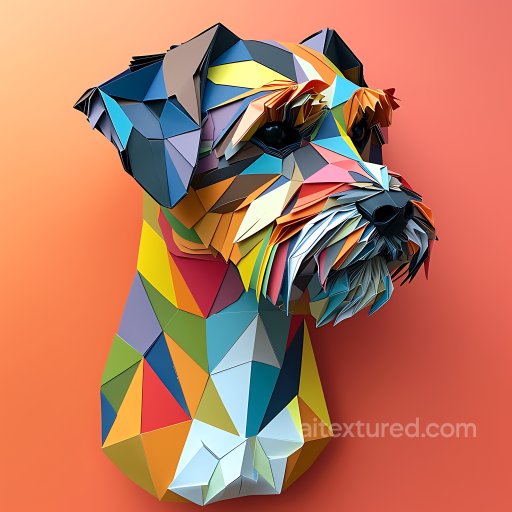 Animal - Seamless 3D PBR Texture of Origami-Inspired Border Terrier Sculpture in Bold Colors texture preview