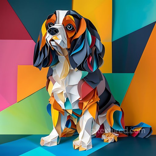 Animal - Seamless 3D PBR Texture with Stylized Origami Cavalier King Charles Dog Colors texture preview