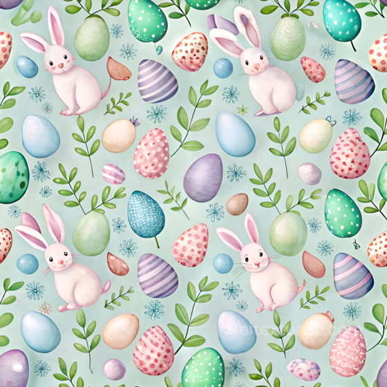 Easter Digital Paper Texture with Bunnies, Eggs, and Leaves All Easter Digital paper texture preview