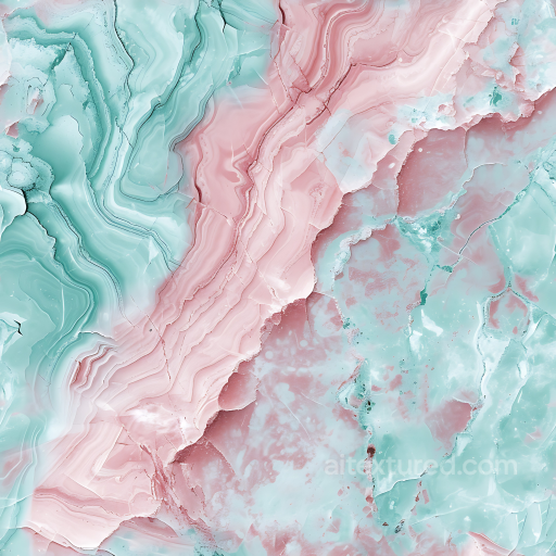 Dusty Rose and Mint Marble PBR Texture with Pastel Layered Veins seamless Marble PBR texture