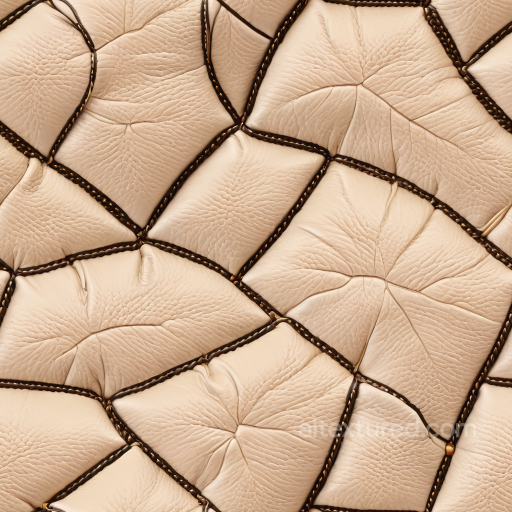 Cream Quilted Leather PBR Texture with Stitching and Wrinkled Grain seamless Leather PBR texture