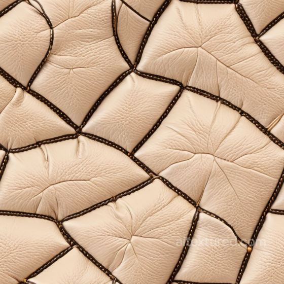 Cream Quilted Leather PBR Texture with Stitching and Wrinkled Grain Leather texture preview