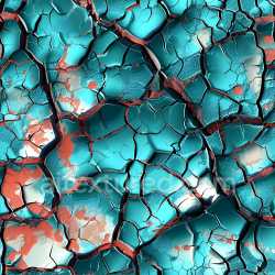 seamless Seamless 3D Cracked & Holed Painted Surface PBR Texture with Turquoise and Rust texture 8k free download PBR