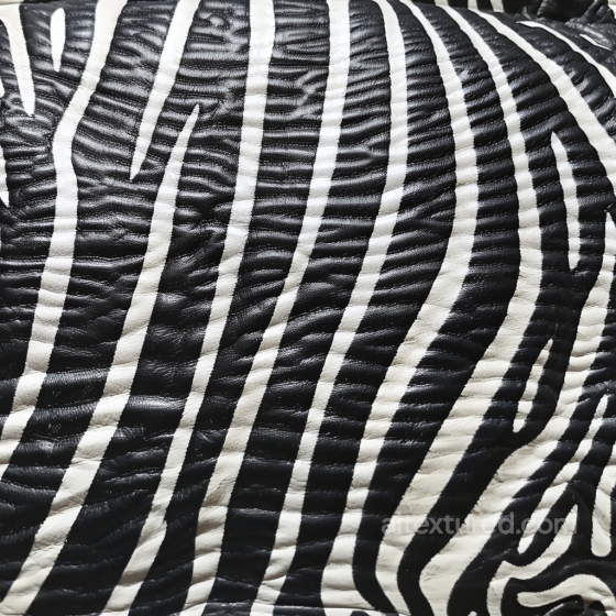 Black And White Zebra Stripe Patterned Leather Texture With Natural Grain Leather texture preview