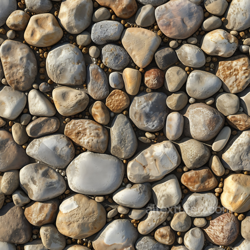 Stone Texture of Smooth Rounded River Stones in Varied Earth Tones seamless Stone PBR texture